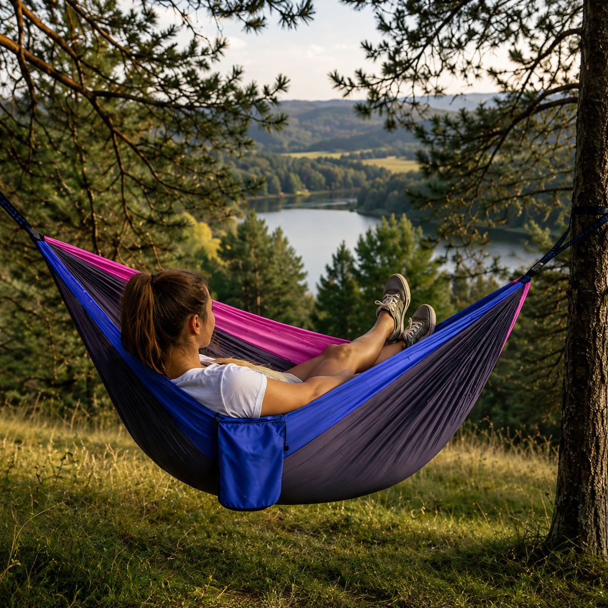 Double Camping Hammock with Tree Straps