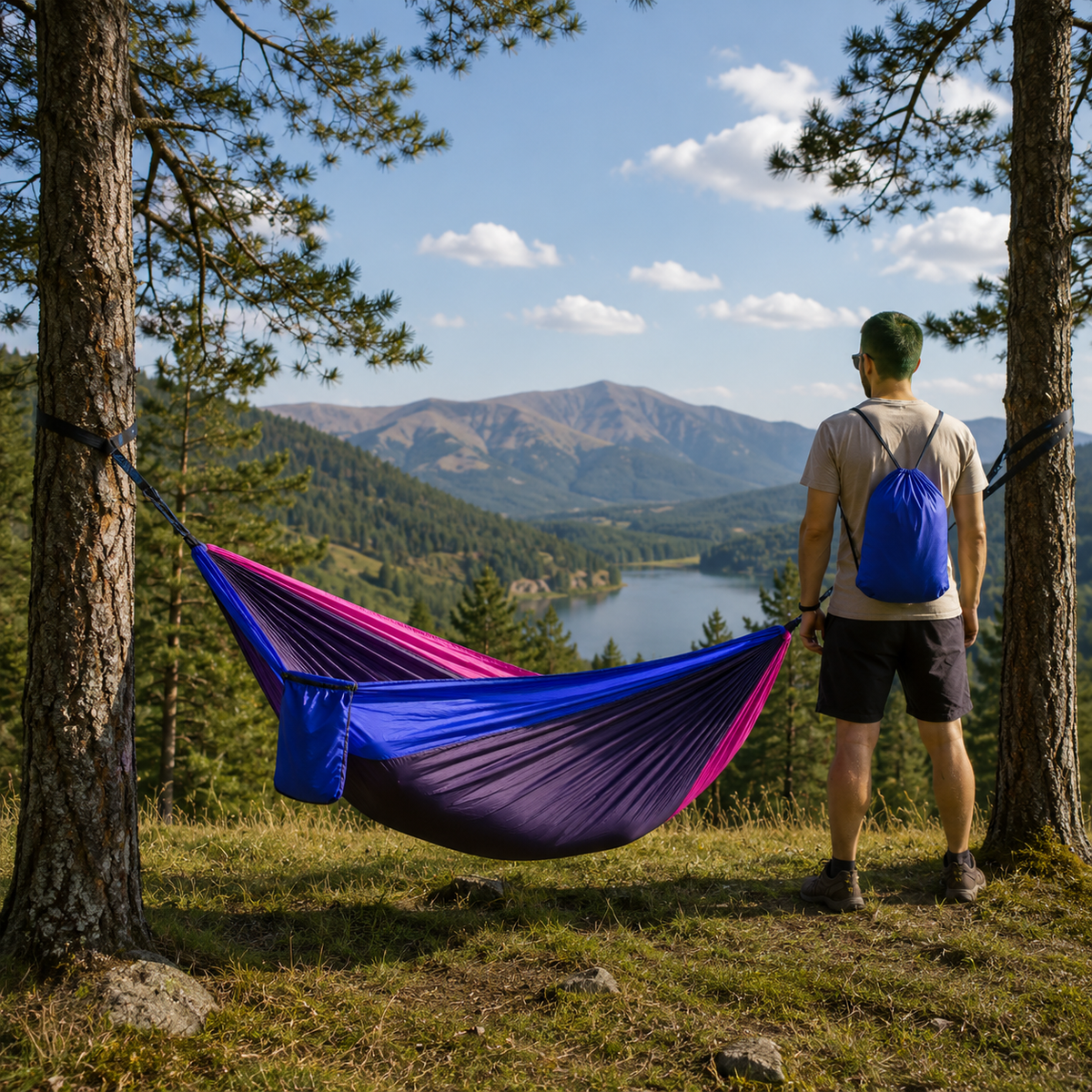 Double Camping Hammock with Tree Straps