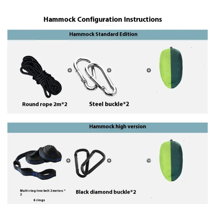 Outdoor Double Camping Hammock - 210T Parachute Nylon