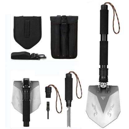 FiveJoy Professional Survival Shovel Multitool - Portable Collapsible Tactical Tool - Entrenching Backpack Equipment for Hiking Camping Car - 20.63 inch(Shovel RS)